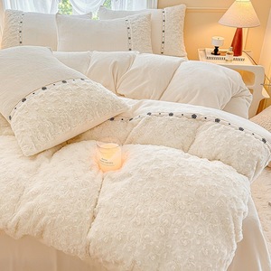 Housse de couette brodée en textile de maison en molleton de <span class=keywords><strong>lapin</strong></span> <span class=keywords><strong>blanc</strong></span> ensemble de literie king size - Product Image 4
