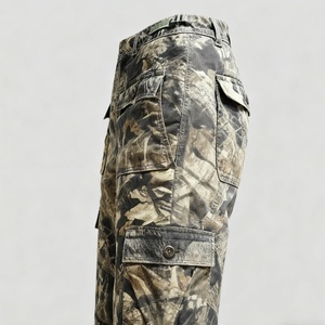 Pantalon de travail en toile pour homme, camouflage rétro personnalisé |   Pantalon large imprimé à taille mi-haute avec fermeture élastique - Product Image 3