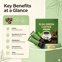 Café Vert Minceur Instantané à la Ganoderma Reishi, Café Arabica pour la Gestion du Poids, Café Herbal, Complément Alimentaire