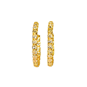 E2640 Gold <b>Hoop</b> <b>Earrings</b> Round Crystal Channel Setting Women's <b>Fashion</b> Party Jewelry Trendy Alloy <b>Earrings</b> - Product Image 1