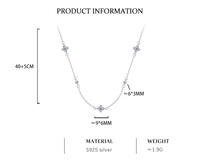 Ensemble de bijoux trèfle à quatre feuilles en argent sterling S925 |   Pierres facettées bleues et blanches plaquées platine |   Collier et boucles d'oreilles pour femmes
