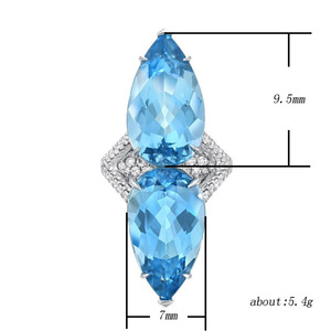Anello Nuziale con Gemma Blu Simmetrica per Donne, Elegante Gioiello da Dito alla Moda - Product Image 5