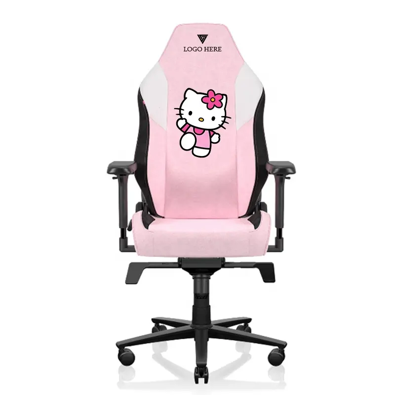 Cadeira de escritório, cadeira ergonômica rosa da hello <span class=keywords><strong>kitty</strong></span> para escritório, de corrida, pc, cadeira de jogos com descanso de cabeça ajustável e sistema de suporte lombar