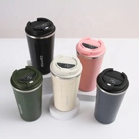 Tasse de voyage isotherme en acier inoxydable 380 ml 510 ml avec affichage de la température et couvercle, personnalisable avec logo, pour voiture et bureau