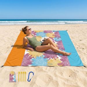 <b>Extra</b> <b>Large</b> Sand Proof Beach Blanket With Stakes, Waterproof Quick Dry Outdoor Picnic Mat for Camping, Hiking and Travel - Product Image 1