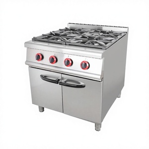Cuisinière à gaz commerciale pour hôtels et restaurants, 4 brûleurs, avec réchaud en terre cuite et armoire ou four à gaz - Product Image 4