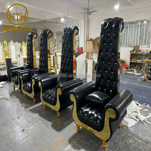 Chaises commerciales de luxe haut de gamme noires à dossier haut, couleur de cuir personnalisable, chaises de banquet, trône royal, canapé à dossier haut - Product Image 2