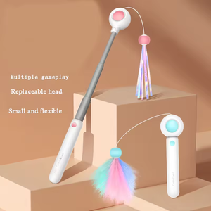 Nuovo Arrivo 2025: Lussuoso Giocattolo Interattivo per Gatti con Bastoncino, Laser e Testa Sostituibile in Plastica con Piuma - Product Image 4