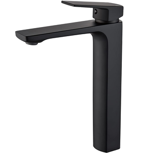 Rubinetto Moderno <span class=keywords><strong>Nero</strong></span> <span class=keywords><strong>Opaco</strong></span> in Ottone, Miscelatore Artistico per Lavabo a Vaso, Monoforo Alto per Bagno, Hotel, Camera da Letto, Corridoio - Product Image 1