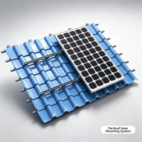Kit complet de montage solaire pour toiture en tuiles, crochets en acier inoxydable, rails en aluminium, serre-câbles centraux pour toiture en céramique