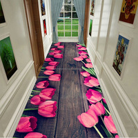 Tapis de conception de fleurs imprimées 3d, en velours cristal, coureurs de couloir, Long tapis pour couloir