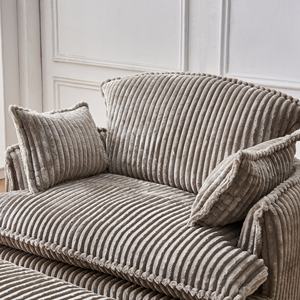 Fauteuil compressé avec pouf, fauteuil-canapé en velours côtelé nuage, fauteuil-lit pour salon, chambre à coucher, balcon, salle de lecture, gris - Product Image 6