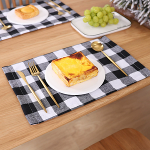 HB-2018 Red Black Cotton Buffalo Check Plaid <strong>Christmas</strong> Table Runner and <strong>Placemats</strong> <strong>for</strong> Holiday <strong>Christmas</strong> Table Decorations - Product Image 4