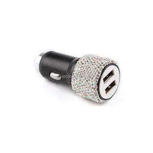새로운 다이아몬드 장착형 안전 해머 충전기 듀얼 USB 빠른 다이아몬드 탑재 자동차 전화 알루미늄 자동차 충전기
