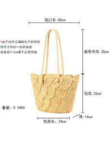 New Fashion Woven Zipper Double Root Two Straps <b>Square</b> Bag Seaside Vacation Daily Leisure All-match Tanjing - Product Image 5
