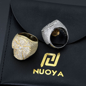 NUOYA-Anillo cruzado de diamantes de circón brillante para hombre y mujer, joyería de hip hop, para regalo - Product Image 5