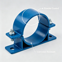 Support de fixation pour tuyaux en tôle avec bande de serrage et plaque de base pour équipements miniers