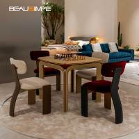 Table de jeu VVN, table d'échecs de luxe italienne, plateau en placage de bois mosaïque avec cadre en cuir véritable pour salle de jeux de villa