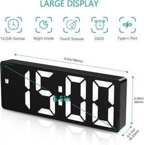 Bán buôn giá rẻ Thông Minh Kỹ thuật số Đồng hồ báo thức lớn hiển thị LED Gương LED bề mặt đồng hồ cho trang điểm trang trí nội thất gương bảng đồng hồ - Product Image 2