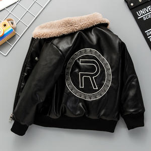 Детская Толстая мотоциклетная куртка из искусственной кожи на флисовой подкладке с застежкой-молнией, экологичное осенне-зимнее пальто - Product Image 4