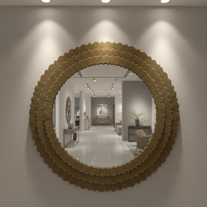 2026 Modern <strong>Pine</strong> Solid Wood Round Wall Hanging <strong>Mirror</strong> for Home Decoration - Product Image 2