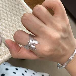 Antique Style Italian Handmade S925 Pure Silver Forged Butterfly <b>Ring</b> Inlay Exquisite Retro Socialite Style Female Brushed <b>Craft</b> - Product Image 2