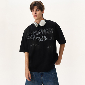 เสื้อยืดฮิปฮอปทรงโอเวอร์ไซส์ สไตล์แบรนด์ดัง พิมพ์ลายดิจิตอล 3 มิติ ผ้าฝ้ายถัก 100% ทรงบ็อกซี่ น้ำหนัก 200 กรัม ระบายอากาศได้ดี สำหรับผู้ชาย - Product Image 1