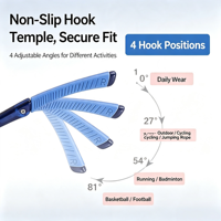 C60110 para Todas las Formas de Rostro, Monturas de Gafas Deportivas Ligeras EMS Temple de Ultra-resistentes para Niños, Montura Completa Antideslizante