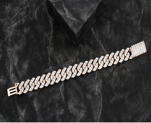 Bracelet cubain en argent tendance et collier chaîne en diamant taille rose de 18 pouces pour femmes |   Bijoux Hip Hop certifiés IGI - Product Image 5