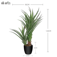 OH ARTS Arbre artificiel de 120 cm de haut, plantes artificielles, fournitures pour la maison et le jardin, arbres artificiels d'extérieur et d'intérieur, agave pour la décoration