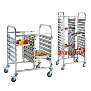 Chariot de casseroles GN <span class=keywords><strong>Gastronorm</strong></span> en acier inoxydable à deux rangées pour plateaux de cuisson pour hôtels restaurants équipement de boulangerie Construction durable - Product Image 5