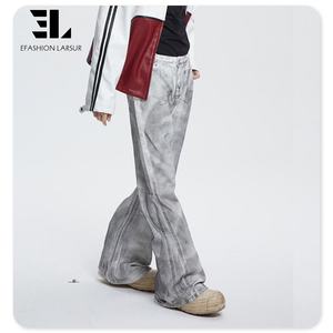 جينز دنيم للرجال بطباعة قذرة مطلية بالشمع مغلف بالشمع من مصنع لارسور جينز فضفاض جينز رجالي برقائق معدنية شمع لامع جينز رجالي - Product Image 3