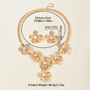 Модные европейские и американские ювелирные наборы, популярные инкрустированные стразами серьги и колье - Product Image 2