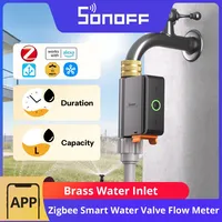SONOFF SWV-ZFE EU Hydro Series Hydro ONE Vanne d'eau intelligente Zigbee avec débitmètre, entrée d'eau en laiton, alerte d'anomalie, compatible Apple Home