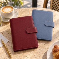 Hongbo Agenda personnel A6 en cuir grainé de luxe, disponible en 43 couleurs, avec pochette à monnaie et feuille volante, utilisable comme couverture de carnet de notes