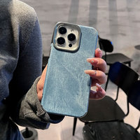 Coques de téléphone antichoc en jean style cowboy rétro pour hommes, texture tissu, protection arrière pour iPhone 17, 16, 15, 18 Pro Max