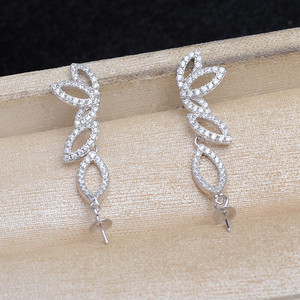Accessoire de bijouterie en argent S925 avec pampille et support d'oreille pour perles DIY 9-11mm, vide pour volant JG6019 - Product Image 4
