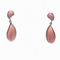 Boucles d'oreilles pendantes en argent sterling 925 avec coquille rose en forme de goutte, bijoux minimalistes pour femmes, mariage, plage, vente en gros