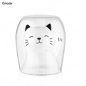 Caneca de café criativa em forma de gato, copo de vidro borossilicato de parede com dupla camada, novo design, 250ml sem alça - Product Image 4