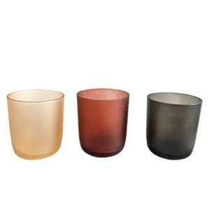 Bocaux à <span class=keywords><strong>bougie</strong></span> en verre noir mat clair givré de luxe de haute qualité base en arc avec couvercles en bois en bambou ou en métal - Product Image 1