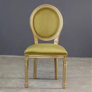 Sillas <span class=keywords><strong>Luis</strong></span> de Madera con Respaldo Redondo y Tapicería de Tela, con Marco Dorado, para Eventos, Hoteles y Restaurantes, Venta al por Mayor de JINS - Product Image 3