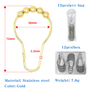 ตะขอเกี่ยวผ้าม่านอาบน้ำสแตนเลสแบบเลื่อนป้องกันสนิม วงแหวนผ้าม่าน - Product Image 3