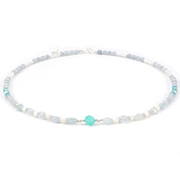 Collier en pierre naturelle aigue-marine pour femmes, bijoux en pierre d'énergie de cristal design à la mode, collier de perles et de pierres précieuses, bracelet