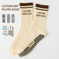 Bioserica Era, vente en gros de chaussettes de yoga en coton respirant personnalisées avec logo pour femmes, chaussettes antidérapantes pour le fitness, chaussettes de pilates personnalisées