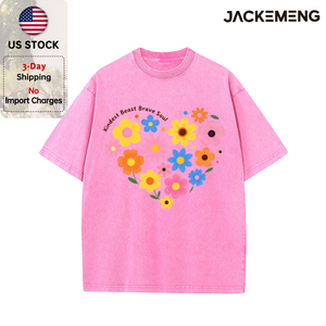 T-shirt Oversize Rétro Streetwear Floral « Kindest Beast <span class=keywords><strong>Brave</strong></span> <span class=keywords><strong>Soul</strong></span> » – Vente en Gros depuis l'Entrepôt Local aux États-Unis – Tee-shirt Hip Hop à Manches Courtes - Product Image 4