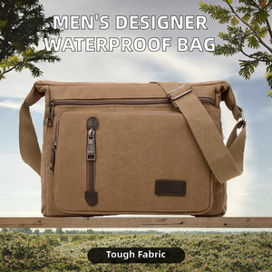 Bolsa de mensajero de un solo hombro para hombre con logotipo personalizado, bandolera de lona impermeable a la moda para viajar - Product Image 3