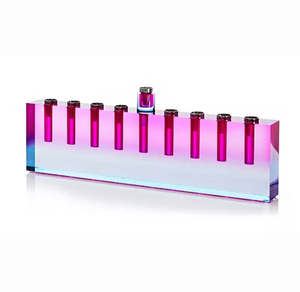 Aangepaste Rechthoek Helder Acryl Olie Menorah Houder Lucite Kaarshouder Voor Judaica Hanukkah - Product Image 1