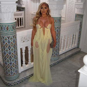 Nuovo Arrivo Estivo: Abito <span class=keywords><strong>Sexy</strong></span> con <span class=keywords><strong>Rete</strong></span> Trasparente e Scollo Basso Stile Vacanza per Donne - Product Image 5