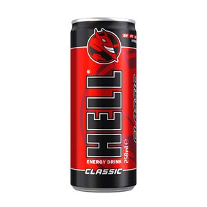 Bebida Energética HELL 250ml con Cafeína, Lata Roja, Sabor Original, Paquete de 24 - Product Image 1