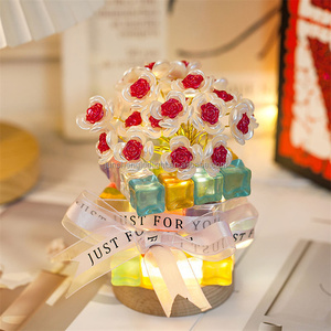 Filles Femme Adolescents Décor À La Maison pour <span class=keywords><strong>Chambre</strong></span> Salon Fête Mariage Valentine Rose Fleur Arbre <span class=keywords><strong>Led</strong></span> Rose Cube lampe de table Cadeau - Product Image 5